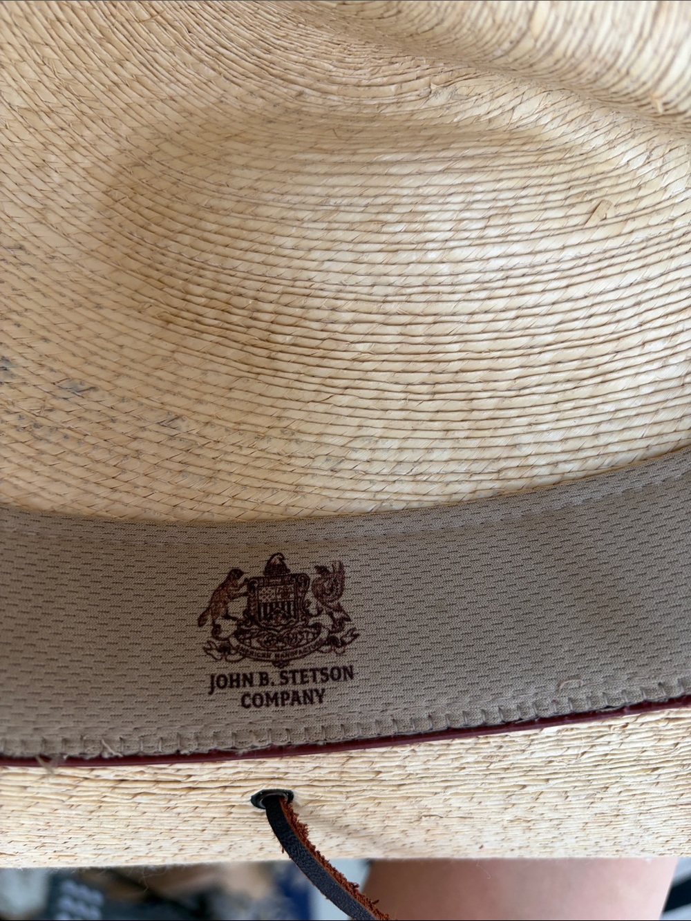 Stetson Natural Straw Hat with Dark Brown Leather Band - Picture 5 of 11
